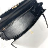 HERMES Handbag Kelly 32 Outer sewing Box calf Black Women Used