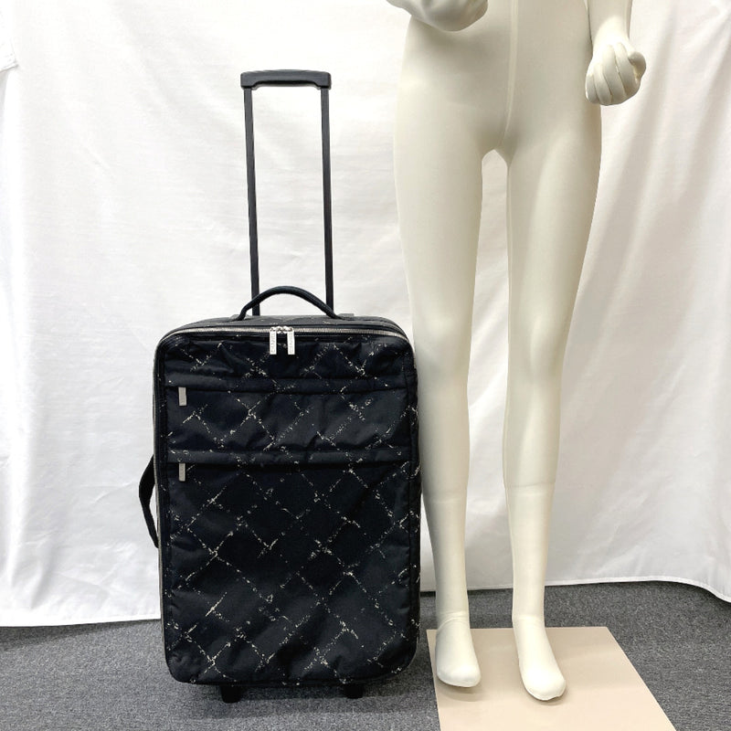 CHANEL Carry Bag Old travel line Nylon Black Black Women Used