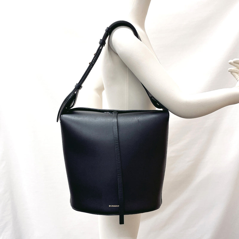 BURBERRY Shoulder Bag Bucket bag leather Black Women Used