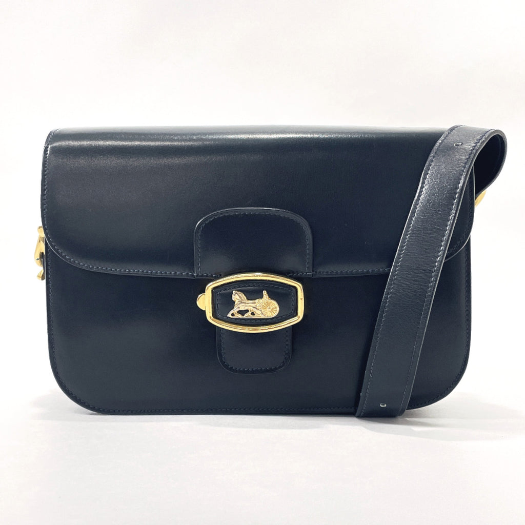 CELINE Shoulder Bag Carriage hardware vintage leather Navy Women Used –  JP-BRANDS.com