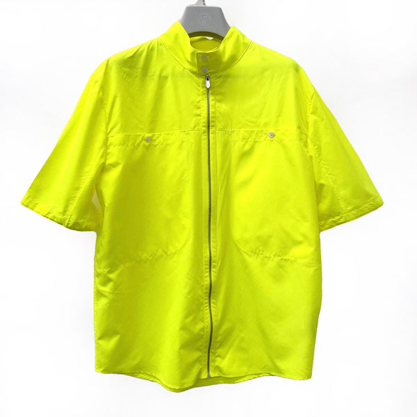 HERMES Short sleeve shirt collarless zip shirt polyester yellow mens New