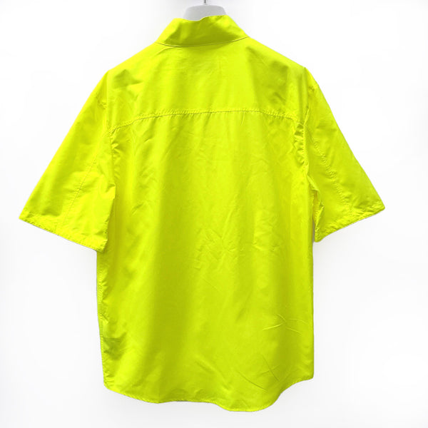 HERMES Short sleeve shirt collarless zip shirt polyester yellow mens New