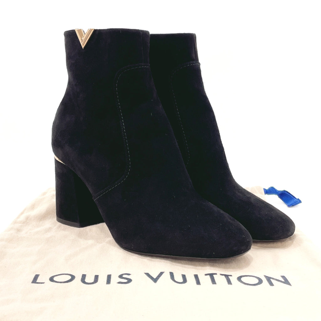 Louis Vuitton Monogram Lawye Line Suede Ankle Boots Brown x Black