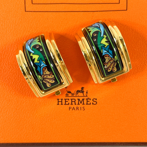 HERMES Earring Emaille Shippo Gold Plated gold Women Used