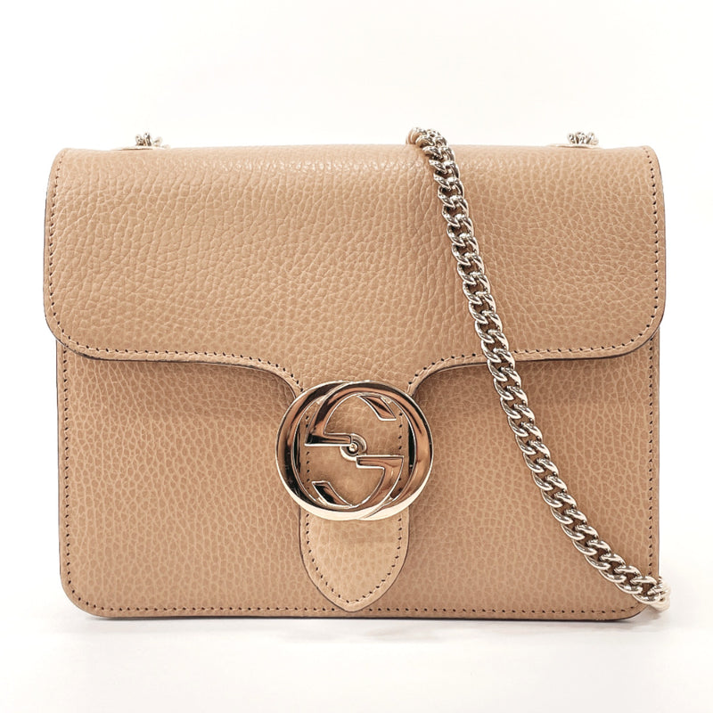 GUCCI Shoulder Bag 510304 Interlocking G ChainShoulder leather beige Women Used