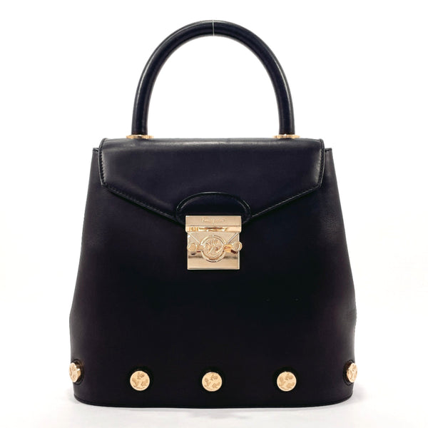 Salvatore Ferragamo Handbag DQ-21 7188 Heel motif leather Black Women Used