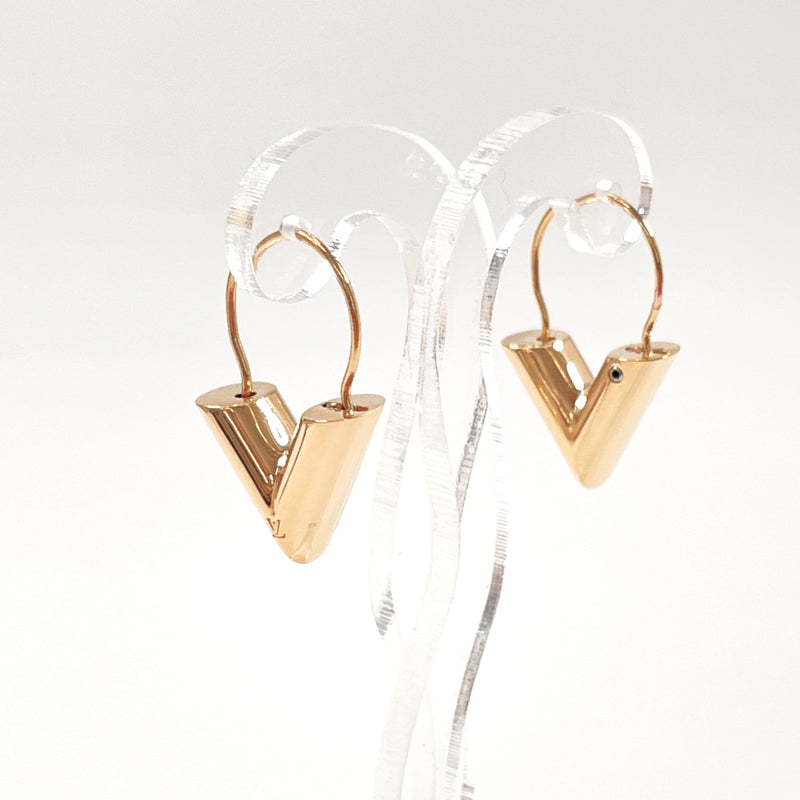 Louis Vuitton Hoop Earrings Essential V M61088 Metal Gold LV