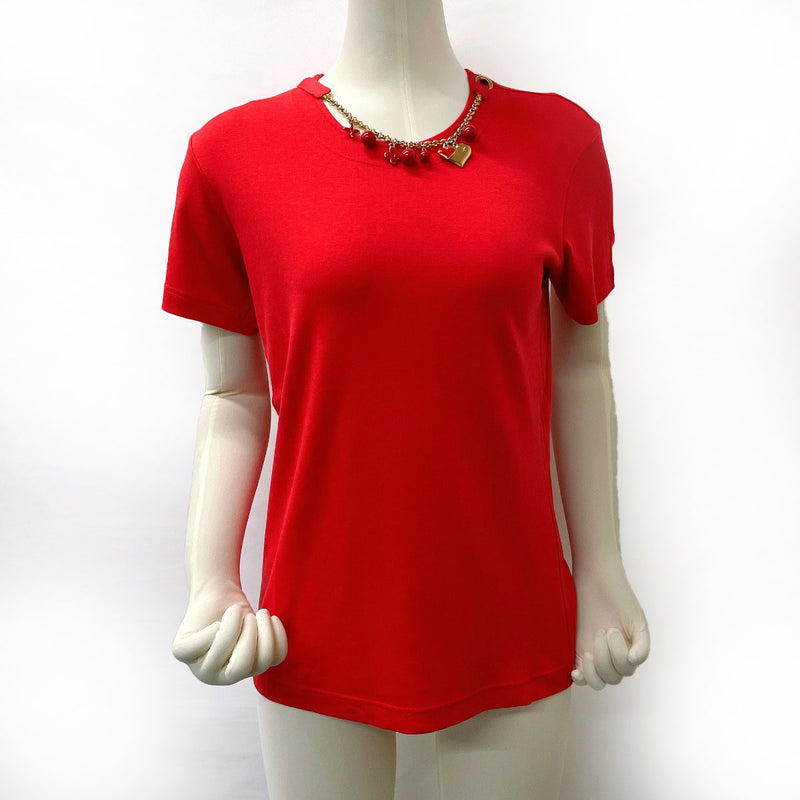 LOUIS VUITTON Short sleeve T-shirt T-shirt with charm cotton Red Women Used
