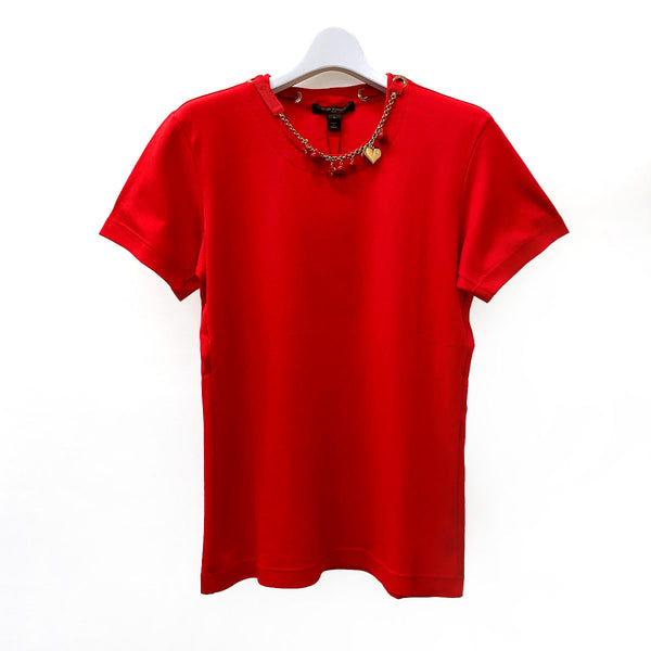 LOUIS VUITTON Short sleeve T-shirt T-shirt with charm cotton Red Women Used