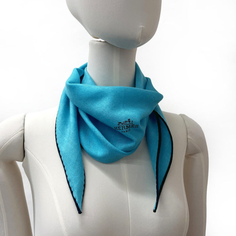 HERMES scarf Losange Uni cashmere/silk blue blue unisex New –