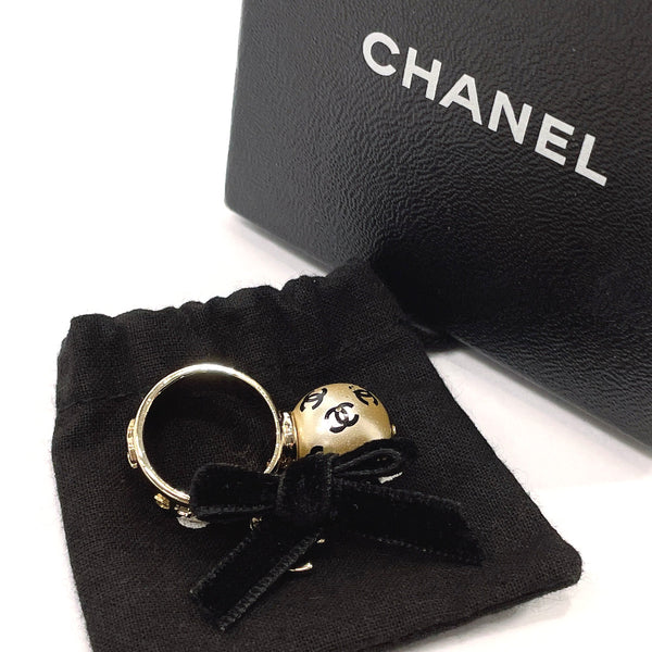 CHANEL Ring COCO Mark Ribbon motif metal/Fake pearl #13(JP Size) gold 07 A Women Used
