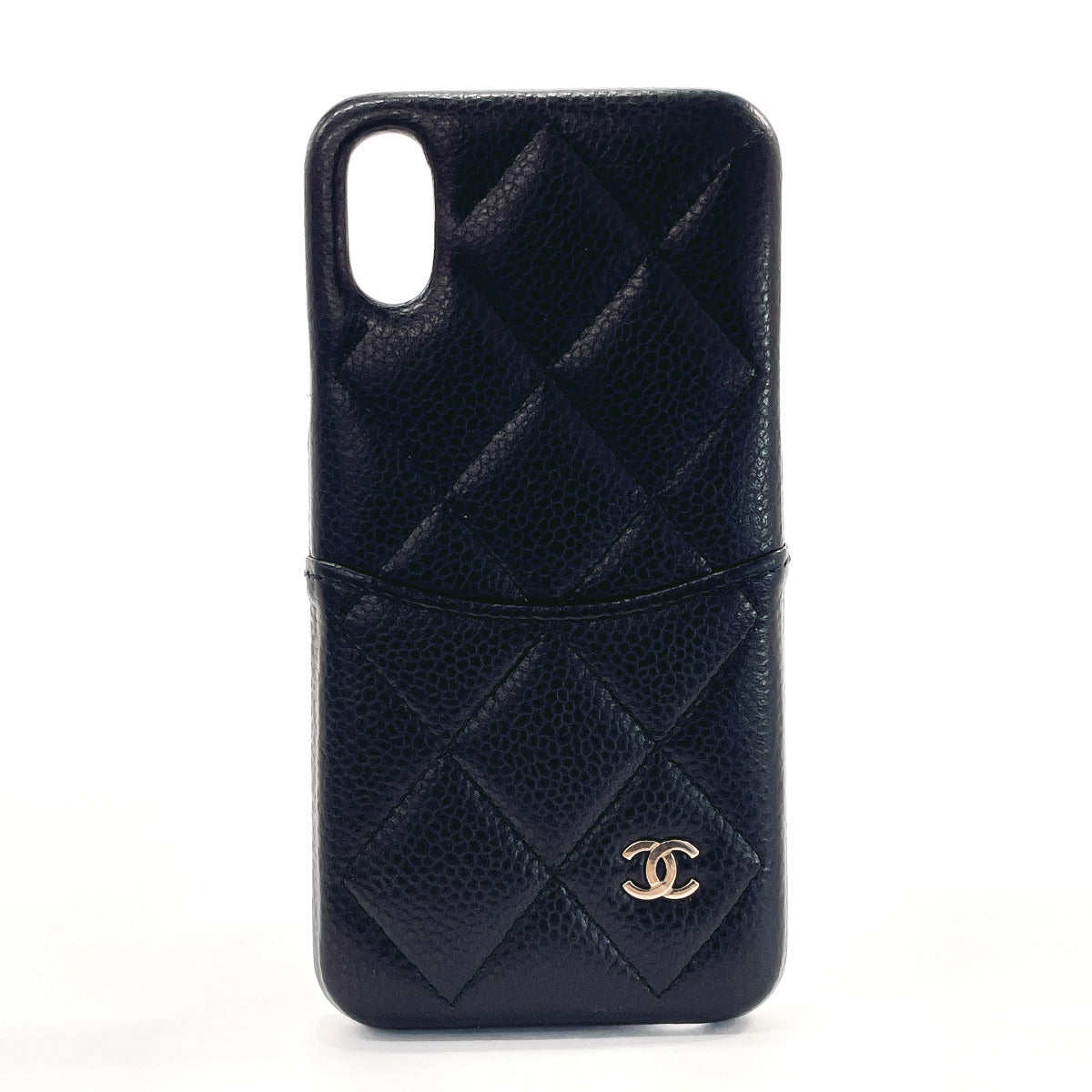 Auth CHANEL Matelasse XS Max iPhone Case Caviar Skin Leather Black US  SELLER