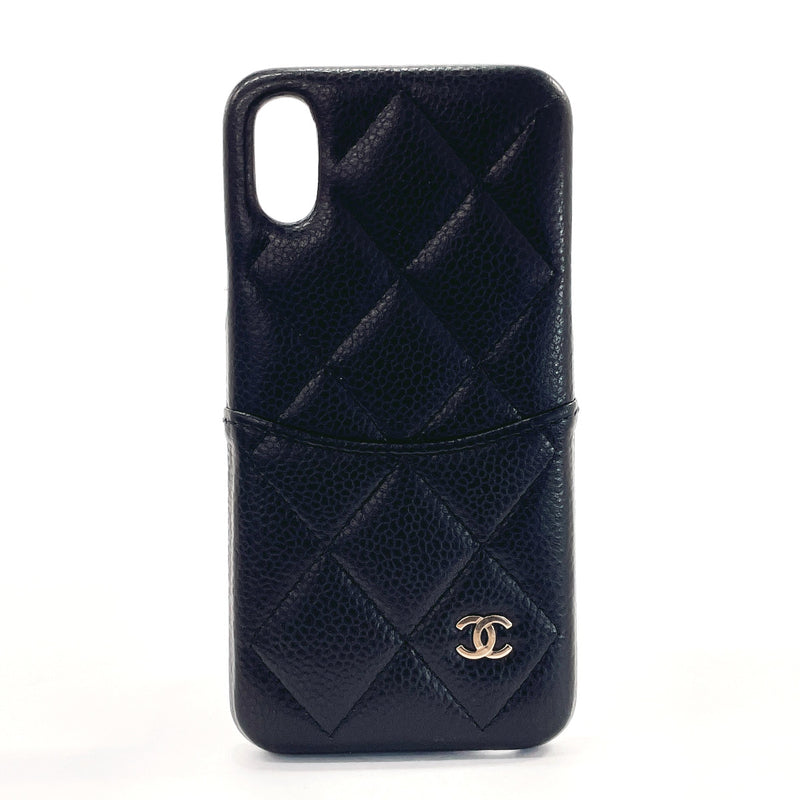 CHANEL Other accessories iPhone case X/XS Matelasse COCO Mark Matt caviar  skin Black Women Used
