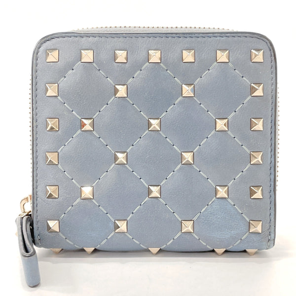 Valentino Garavani wallet quilted studs leather blue Women Used