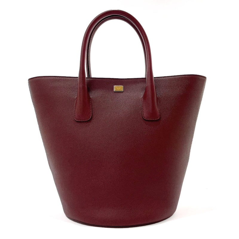 DOLCE&GABBANA Tote Bag with logo leather Bordeaux Women Used