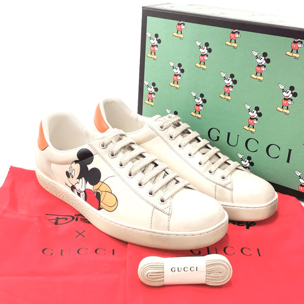 GUCCI sneakers 603697 ディズニーコラボ ミッキー Damage processing leather white mens New