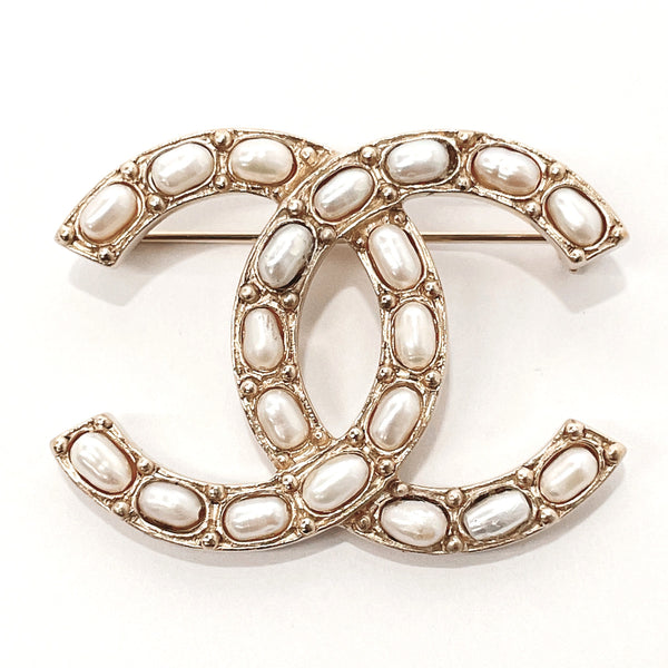 CHANEL Brooch COCO Mark metal/Fake pearl gold Women Used