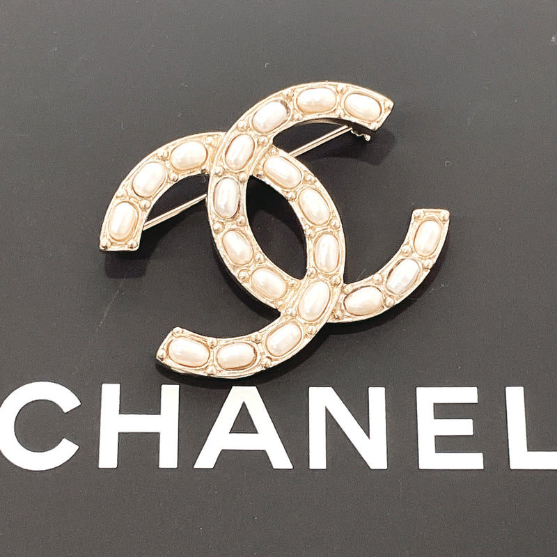 Chanel Chain Coco Mark Brooch Gold GP W 7.0 x H 5.3 cm Women's Jewelry