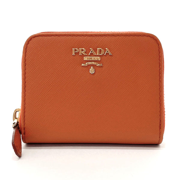 PRADA Vintage Logo Wristlet Bag Mini Clutch Bag Orange Gold Nylon Zip Rank  AB