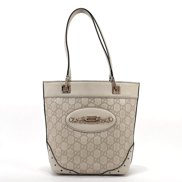 GUCCI Tote Bag 145994 Bucket type Sima leather Ivory Women Used