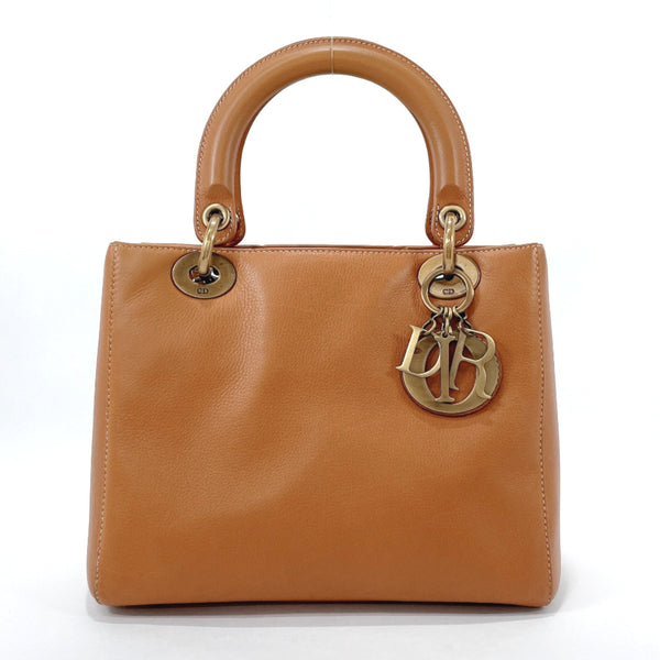 Dior Handbag Lady Dior leather Brown Women Used