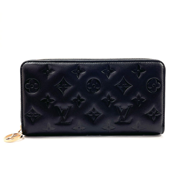 LOUIS VUITTON purse M81510 Zippy wallet lambskin/Monogram emboss Black Black unisex Used