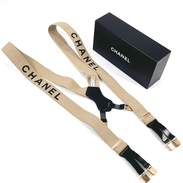 CHANEL Other accessories suspenders logo canvas/leather beige beige Women Used