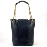 CELINE Shoulder Bag Vintage circle logo ChainShoulder leather Navy Women Used