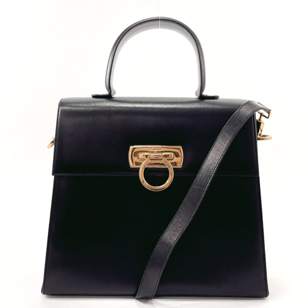 Salvatore Ferragamo Handbag E 21 0536 Gancini 2WAY leather Black Women Used