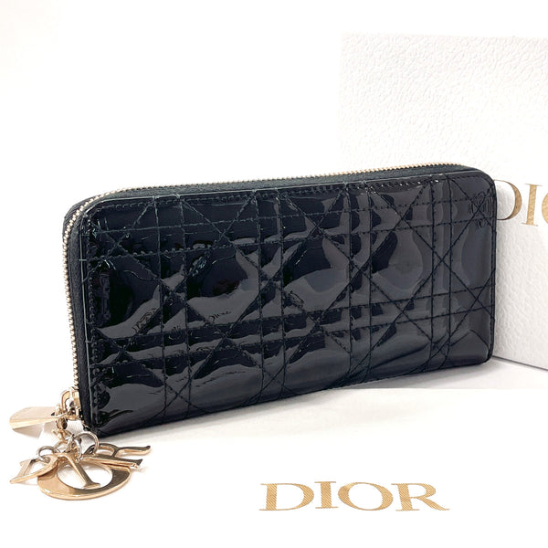 Dior purse Lady Dior Zip Around Canage Patent leather Black Women Used