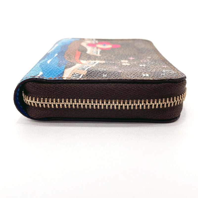 LOUIS VUITTON coin purse N60258 zip around purse Vivienne Damier canvas  Brown unisex Used