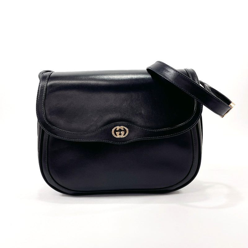 GUCCI Shoulder Bag 001・261・1070 Old Gucci leather Black Women Used
