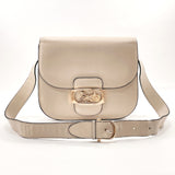 CELINE Shoulder Bag Carriage hardware leather beige Women Used