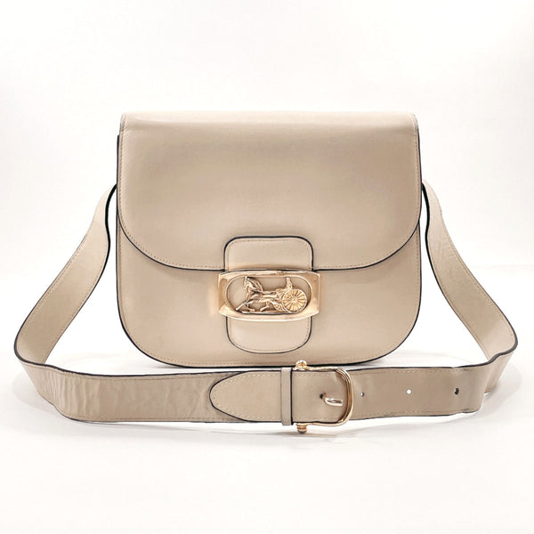 CELINE Shoulder Bag Carriage hardware leather beige Women Used