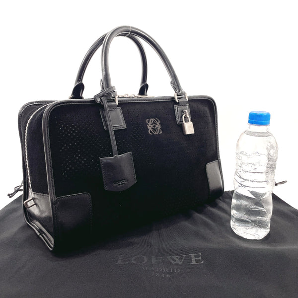 LOEWE Handbag Amazona 36 anagram Suede/leather Black Women Used