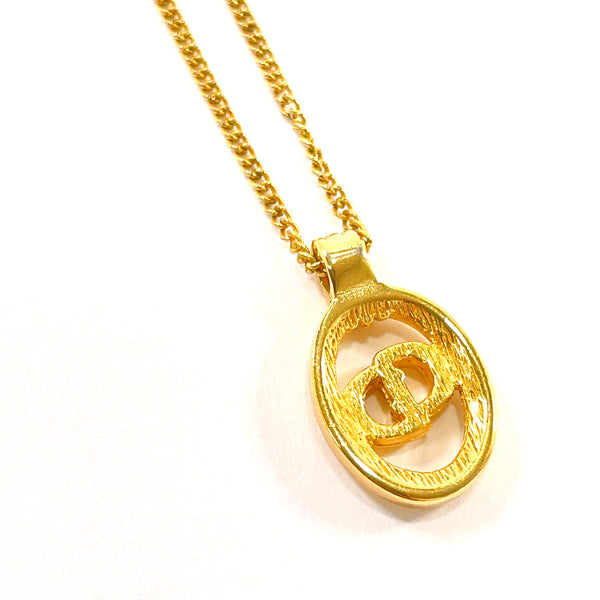 Christian Dior Necklace logo metal gold Women Used