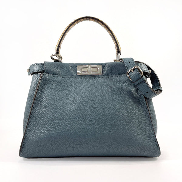 FENDI Handbag 8BN290 Selleria Peekaboo Medium leather blue Women Used