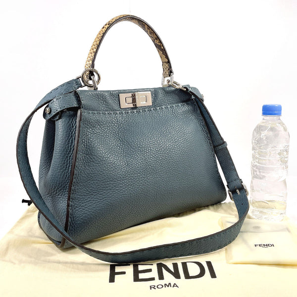 FENDI Handbag 8BN290 Selleria Peekaboo Medium leather blue Women Used
