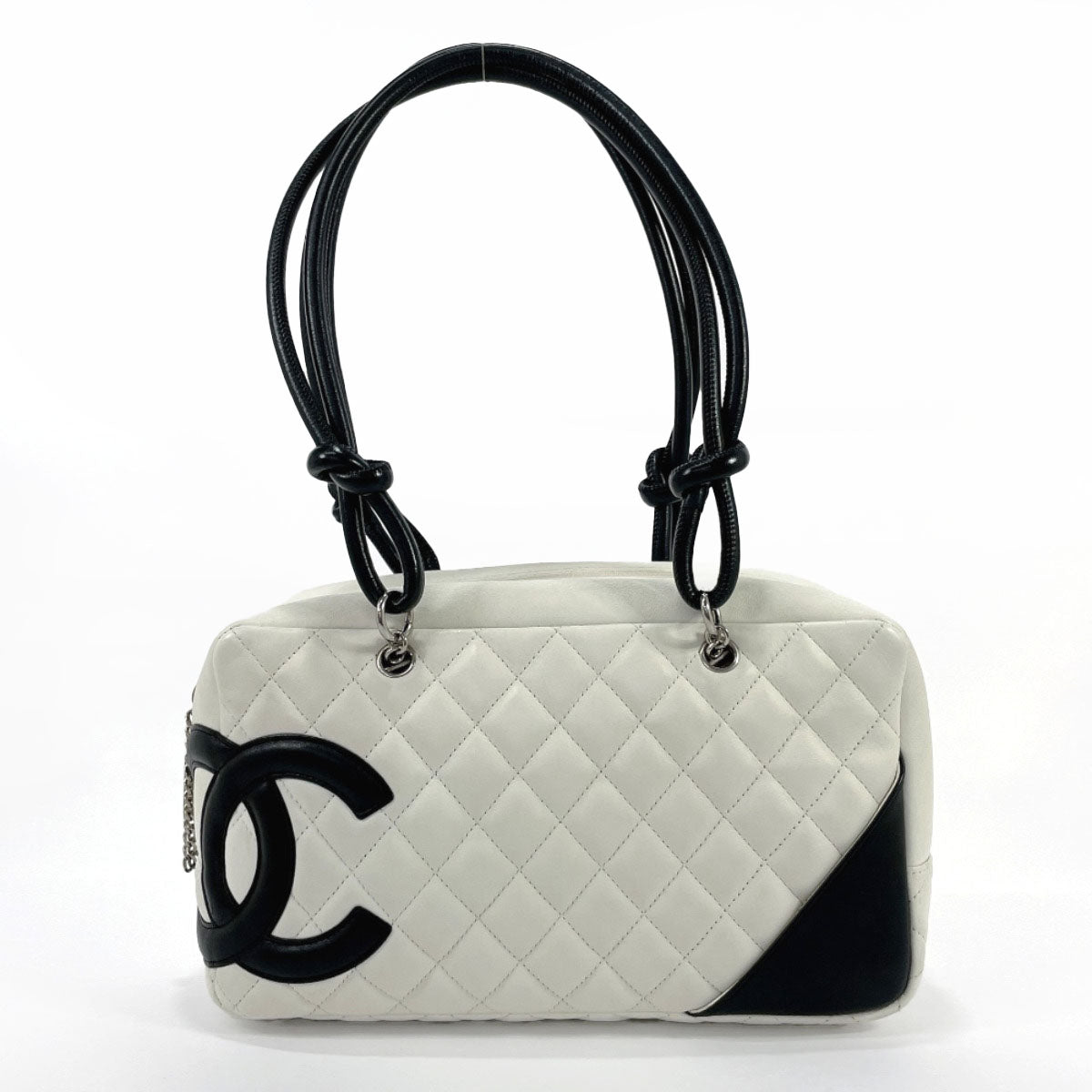 CHANEL Shoulder Bag A25171 Bowling bag Cambon line lambskin white white  Women Used