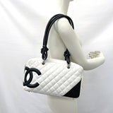 CHANEL Shoulder Bag A25171 Bowling bag Cambon line lambskin white white Women Used