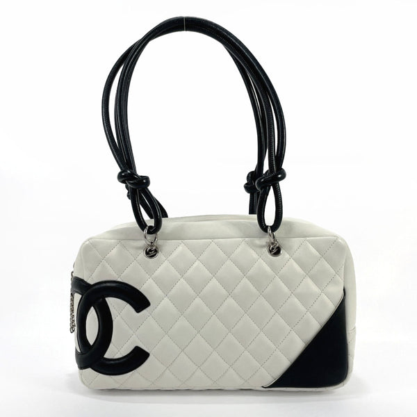 CHANEL Shoulder Bag A25171 Bowling bag Cambon line lambskin white white Women Used