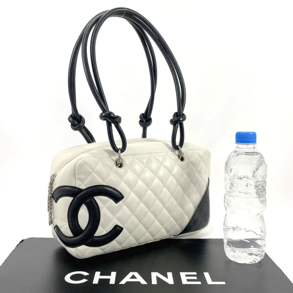 CHANEL Shoulder Bag A25171 Bowling bag Cambon line lambskin white white Women Used