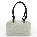 CHANEL Shoulder Bag A25171 Bowling bag Cambon line lambskin white white Women Used