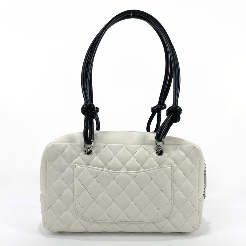 Chanel Black & White Quilted Lambskin Leather Cambon Bowling Bag