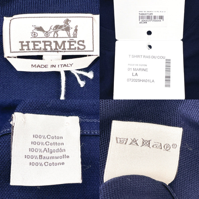 HERMES Short sleeve T-shirt 072025HA01LA cotton Navy Navy mens New 