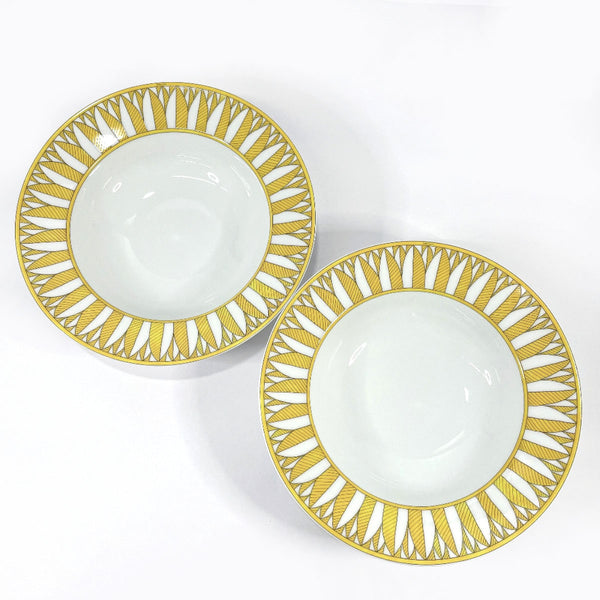 HERMES Tableware Soleil d'Hermes pasta plate pair Pottery white white unisex New