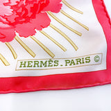 HERMES scarf Carre 90 Les Pivoines silk pink Women Used