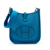 HERMES Shoulder Bag Evelyn TPM Taurillon Clemence blue blue ZCarved seal Women New