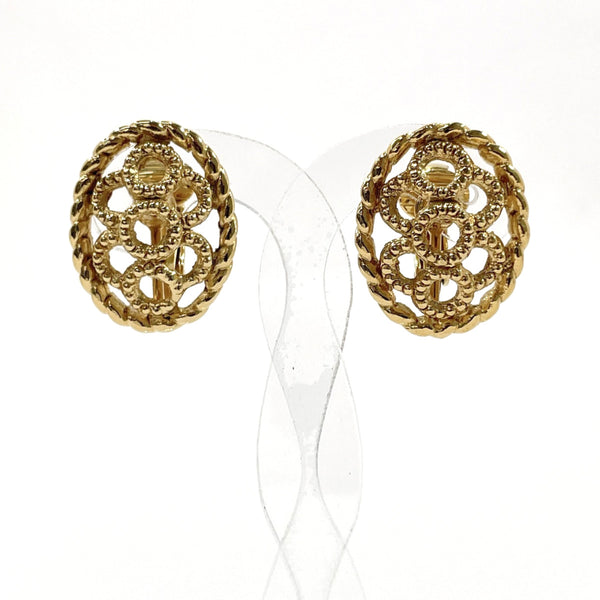 Christian Dior Earring oval flower Gold Plated gold Women Used