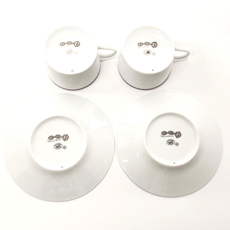 HERMES Tableware Cup and saucer pair ChÃ©ne Dunkel Porcelain white 